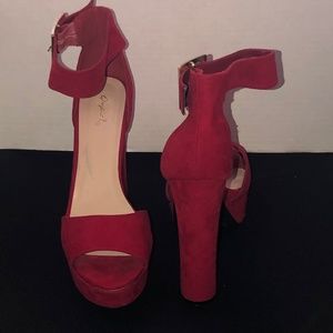Qupid Suede Red open Toe